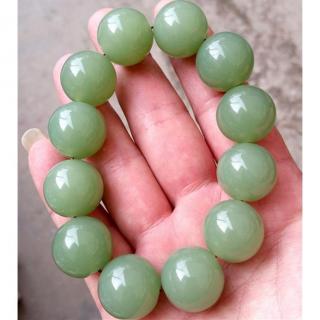 新疆和田玉青玉手串手链圆珠男女款转运18mm