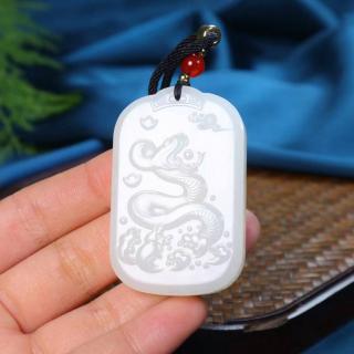 正品保真精品天然和田玉白玉苏工精雕生肖蛇富贵缠身挂件可定制
